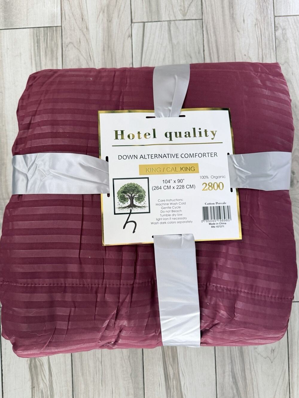Hotel Quality Down Alternative 100% Cotton Cal King/king Comforter Burgundy New